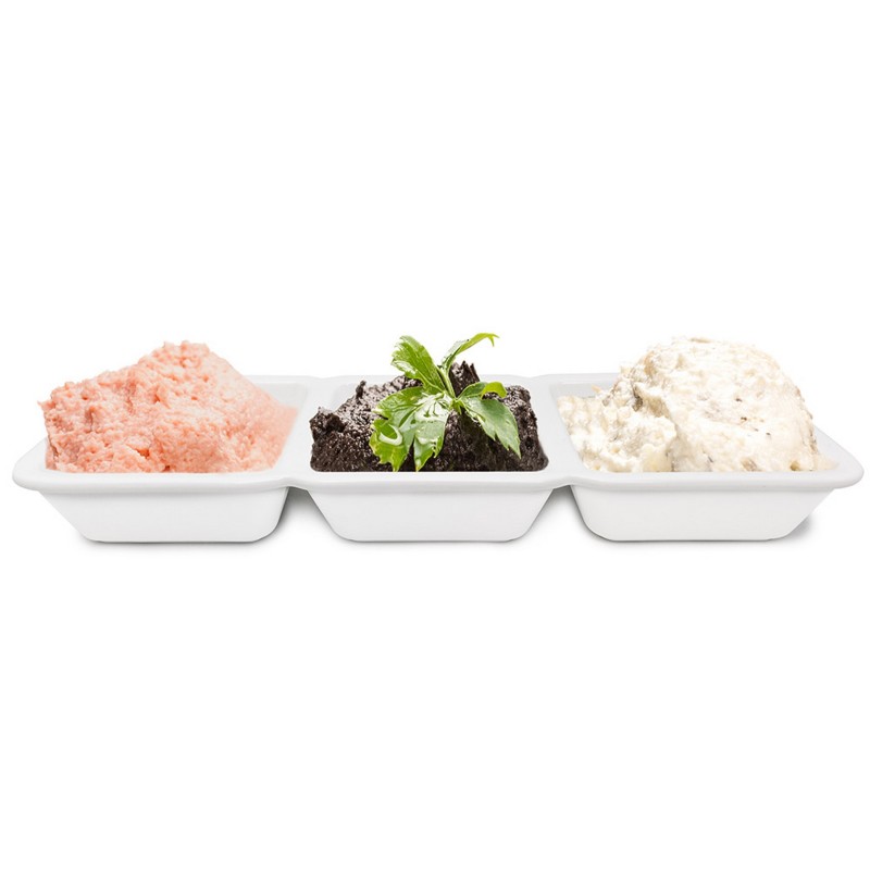 nerthus kitchenware Plato de porcelana para aperitivos con 3 departamentos rectangulares Outlet online