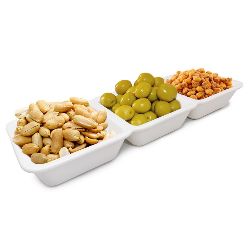 nerthus kitchenware Plato de porcelana para aperitivos con 3 departamentos rectangulares Outlet online