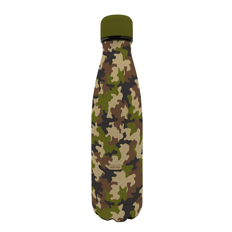 nerthus kitchenware Botellas Doble Pared Acero Inoxidable Camuflaje 500 ml