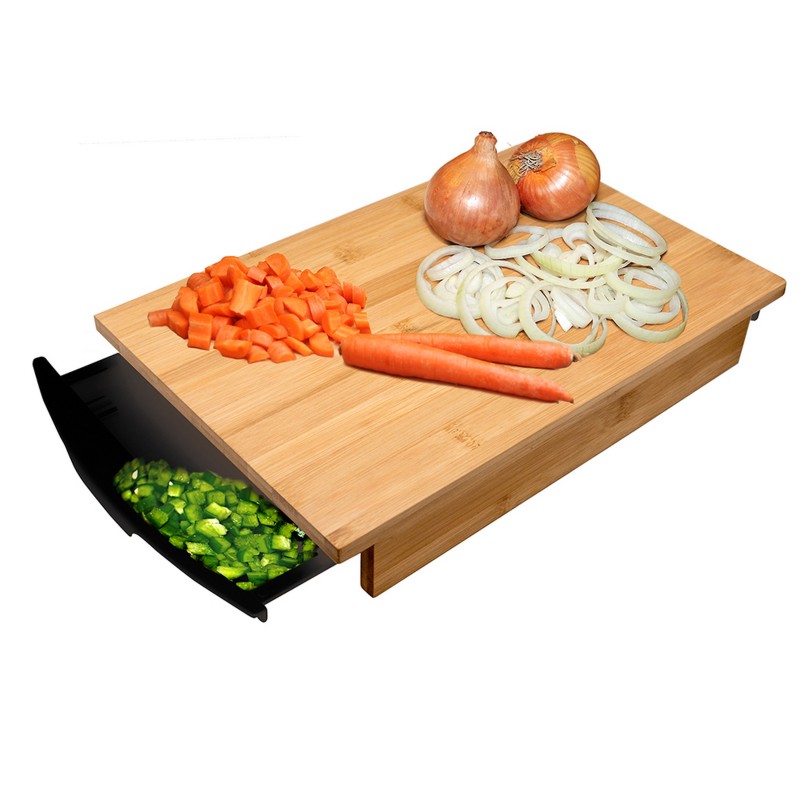 nerthus kitchenware Tabla de corte de Bambú con bandeja extendible