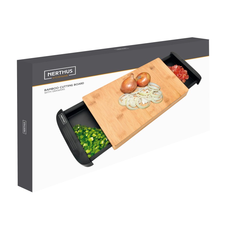 nerthus kitchenware Tabla de corte de Bambú con bandeja extendible Descuentos del mes