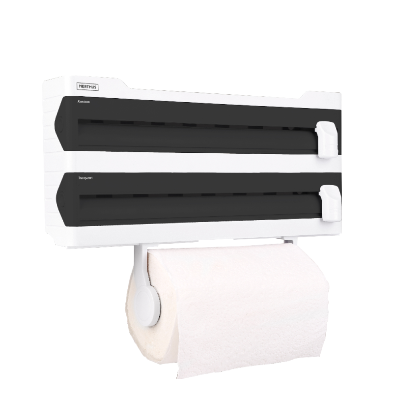nerthus kitchenware Portarollos pared dispensador Triple Dispensador aluminio y film con corte Estante especiero Rebajas de fin de temporada