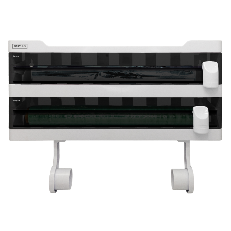 nerthus kitchenware Portarollos pared dispensador Triple Dispensador aluminio y film con corte Estante especiero Rebajas de fin de temporada