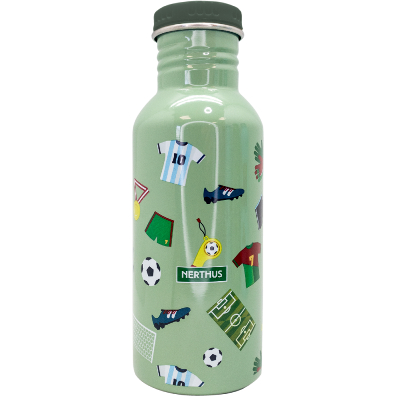 nerthus kitchenware Botellín de agua infantil con tapón pajita a prueba de fugas 500 ml Futbol Promoción por tiempo limitado