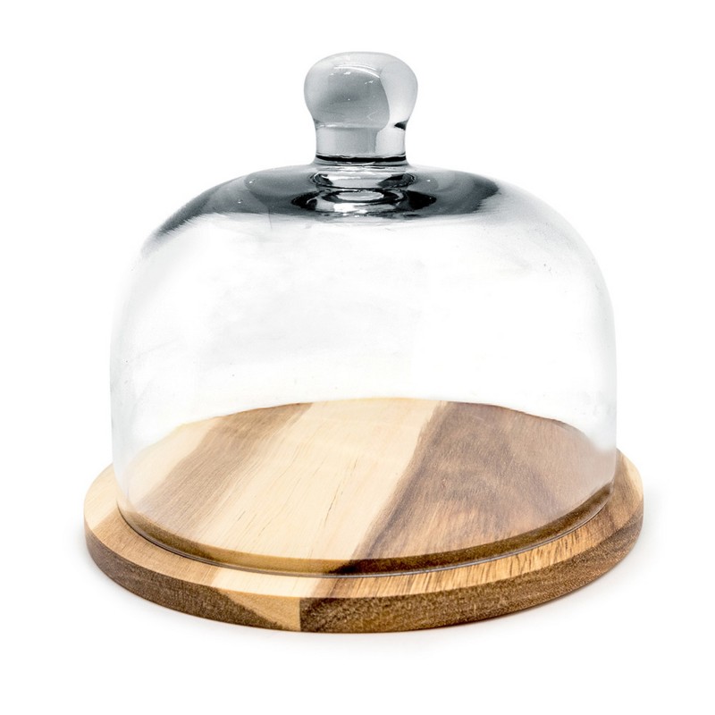 nerthus kitchenware Quesera con tapa de cristal y base de madera Limitado a 3 días