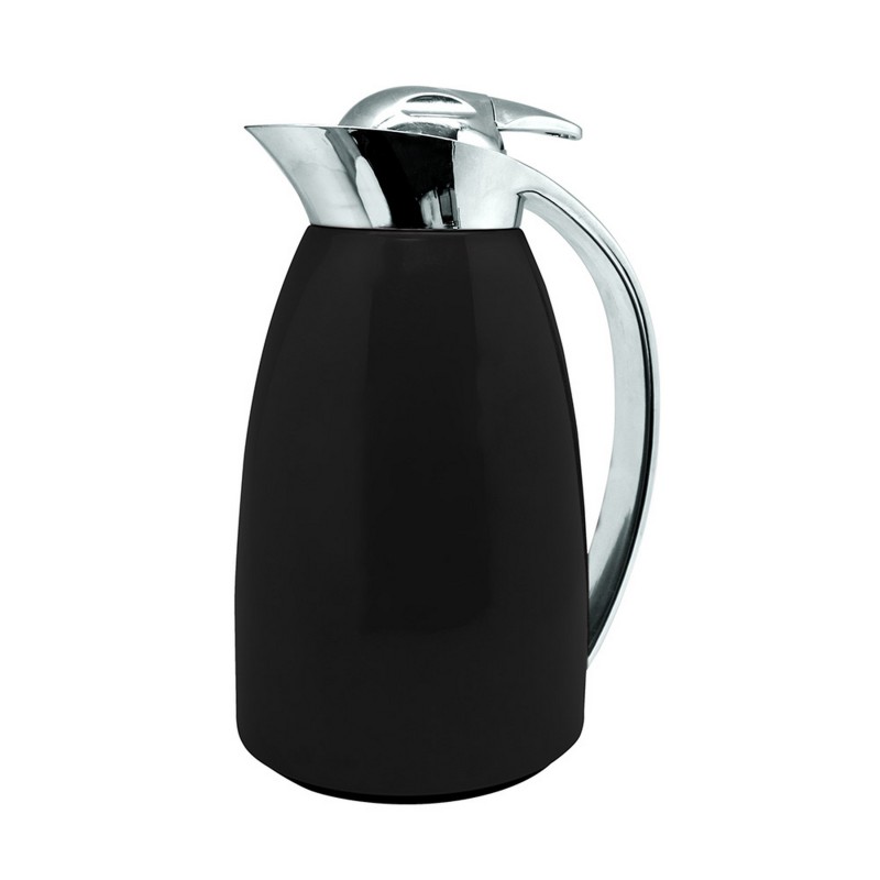 nerthus kitchenware Jarra Térmica de Doble Pared de Acero Inoxidable e Interior de Cristal Negra