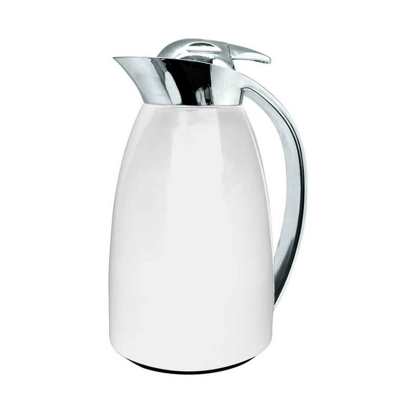 nerthus kitchenware Jarra Térmica de Doble Pared de Acero Inoxidable e Interior de Cristal Blanca