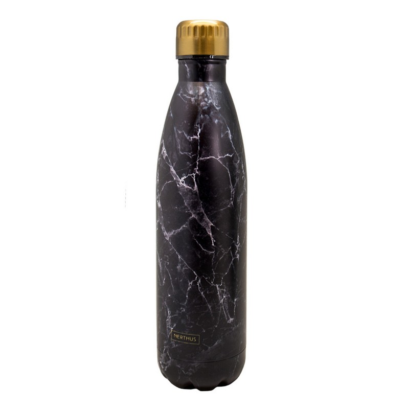 nerthus kitchenware Botellas de Doble Pared de Acero inoxidable - 750 ml Marmol Negro Rebajas baratas