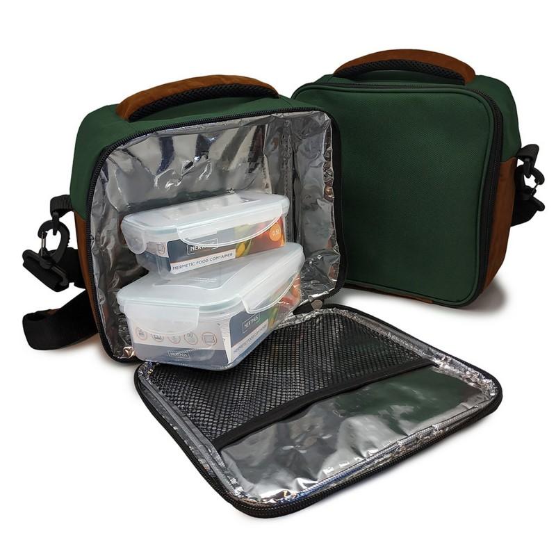 nerthus kitchenware Bolsa térmica verde con 2 herméticos Liquidación