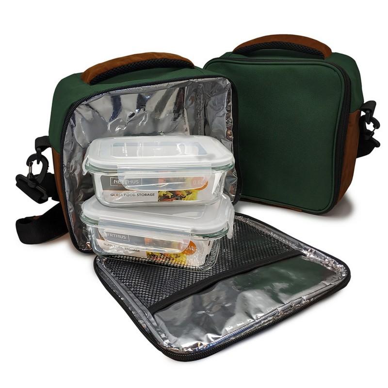 nerthus kitchenware Bolsa térmica verde con 2 herméticos de cristal Precio de fábrica