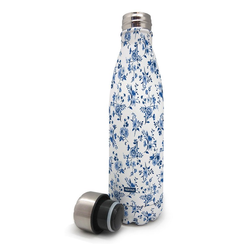 nerthus kitchenware Botella de Doble Pared de Acero inoxidable - 500 ml Flores