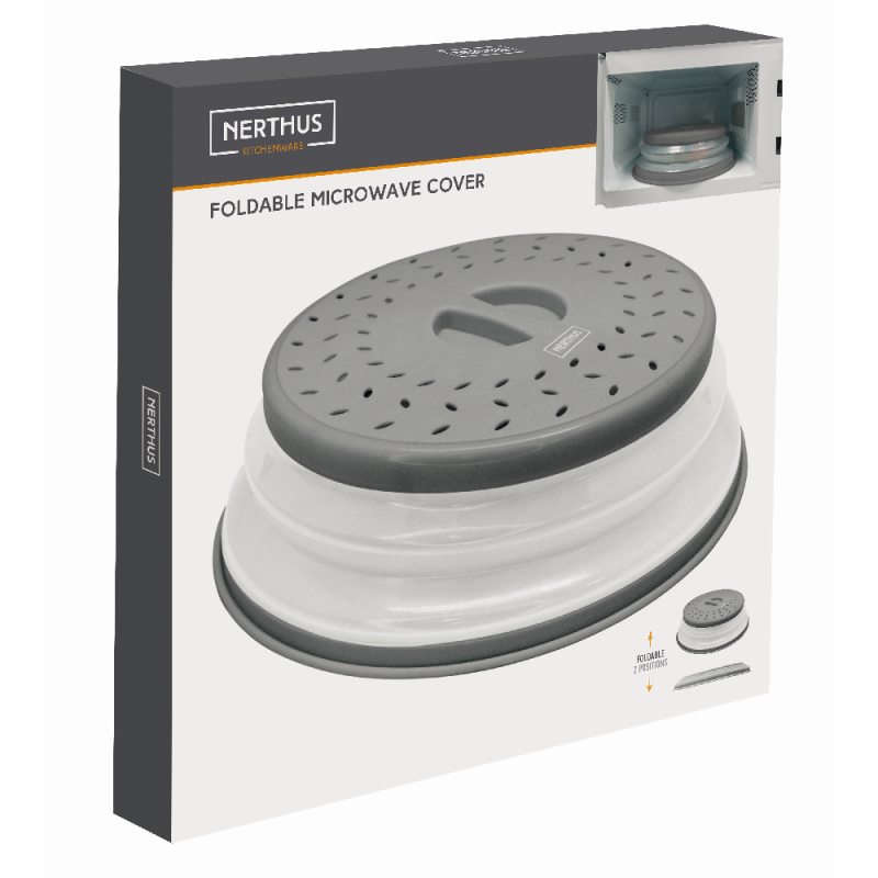 nerthus kitchenware Tapa Plegable Multifuncional para Microondas con Protección Antisalpicaduras Gris Último día