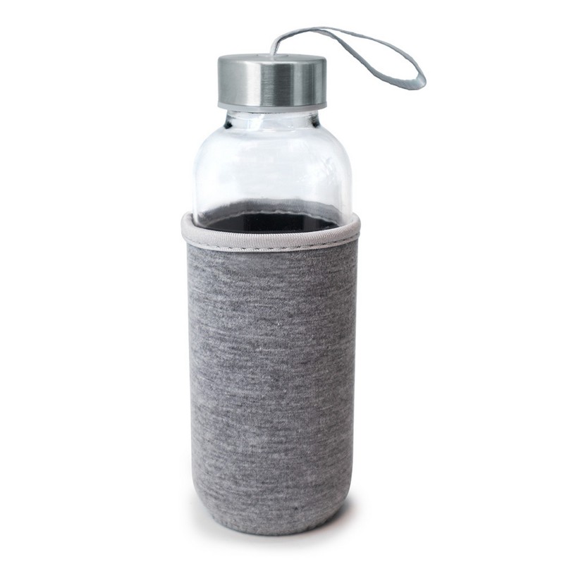 nerthus kitchenware Botella Cristal Funda Neopreno Gris 400 ml