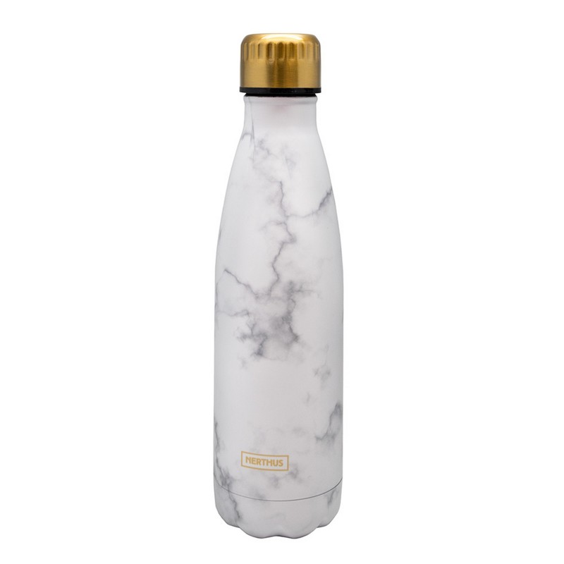nerthus kitchenware Botellas de Doble Pared de Acero inoxidable - 500 ml Marmol Blanco