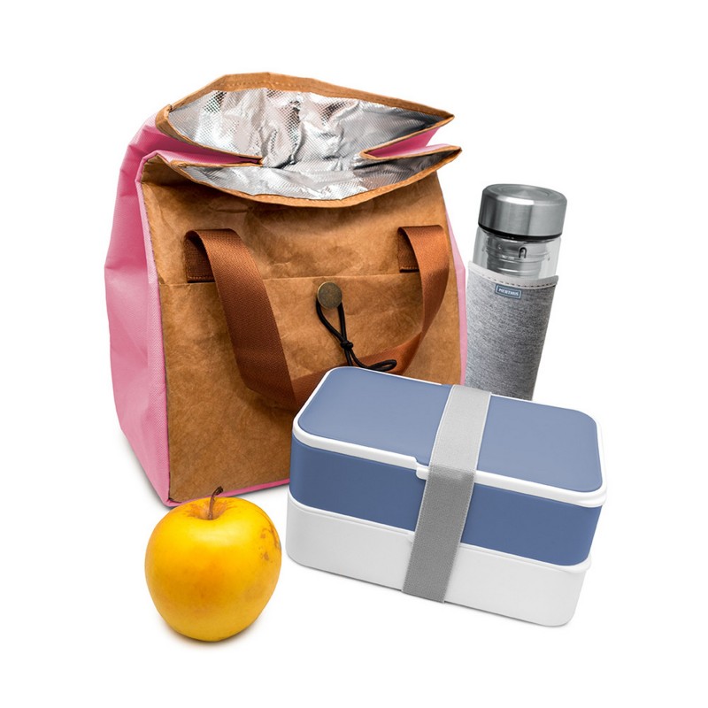 nerthus kitchenware Bolsa termica Porta Alimentos Diseño con Tyvek de estraza y Detalle Color Rosa Oferta especial