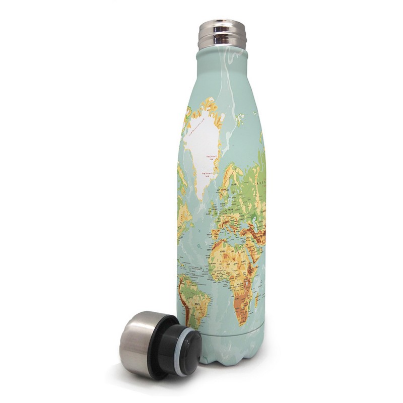 nerthus kitchenware Botella de doble pared de acero inoxidable - 500 ml Mapa