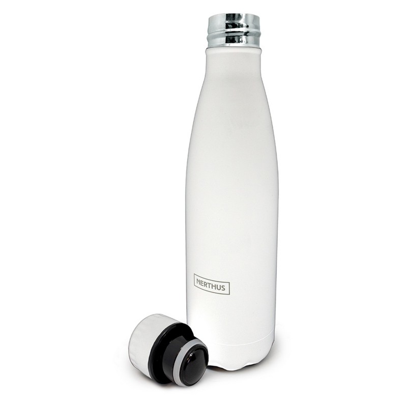 nerthus kitchenware Termo Doble Pared Vintage de Acero Inoxidable Color Blanco 500 ml