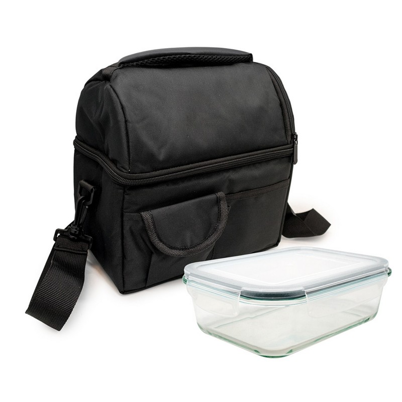 nerthus kitchenware Bolsa termica Porta Alimentos con Doble Piso Color Negro