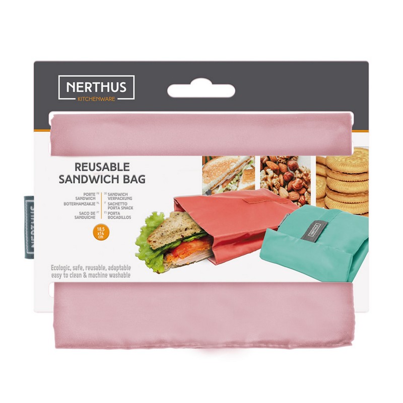 nerthus kitchenware Bolsa Reutilizable para Sandwich Rosa Pastel Liquidación