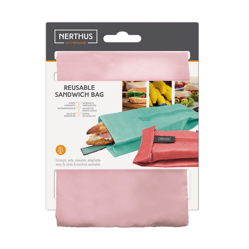 nerthus kitchenware Bolsa Reutilizable para Bocadillo Rosa Pastel Últimos 2 días