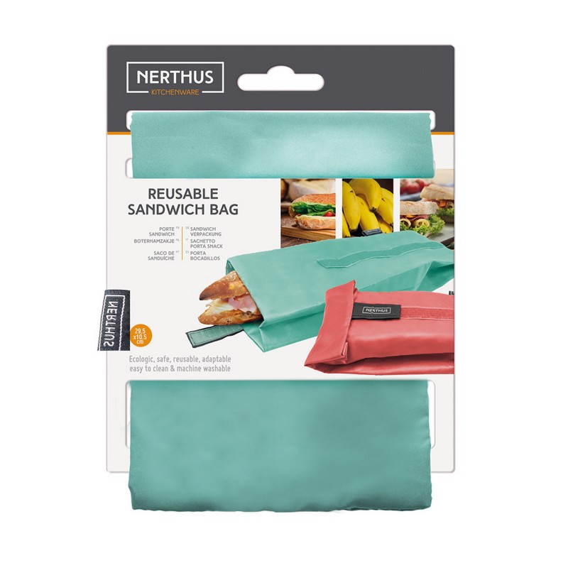 nerthus kitchenware Bolsa Reutilizable para Bocadillo Turquesa Promoción por tiempo limitado
