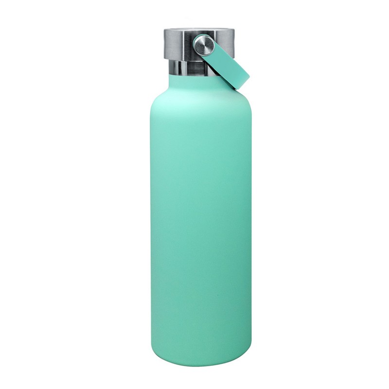 nerthus kitchenware Botellas Sport con Asa de Doble Pared Acero Inoxidable Turquesa 750 ml