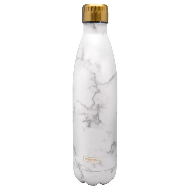 nerthus kitchenware Botellas de Doble Pared de Acero inoxidable - 750 ml Marmol Blanco