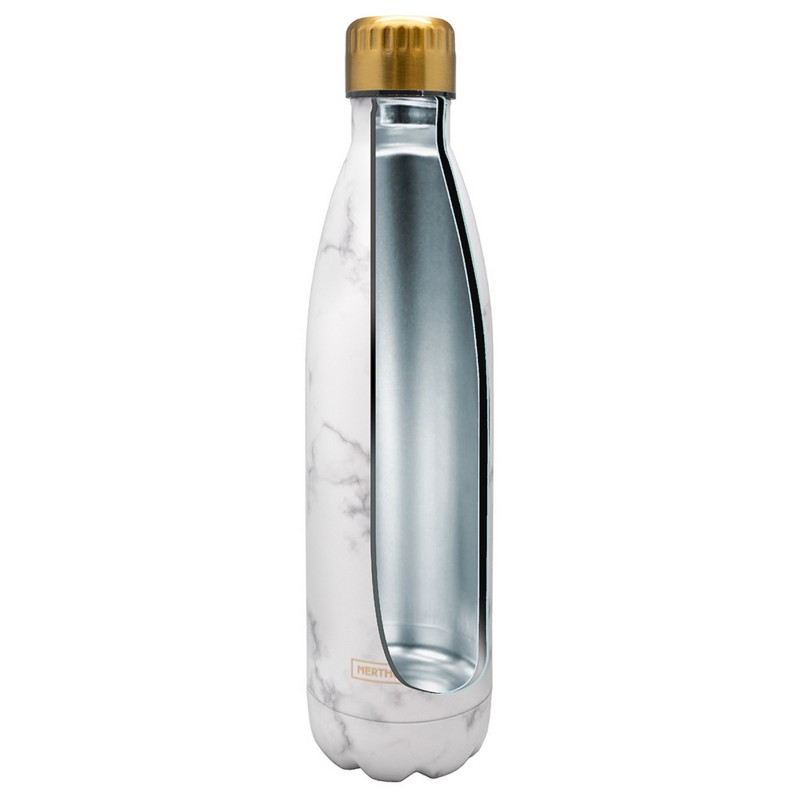 nerthus kitchenware Botellas de Doble Pared de Acero inoxidable - 750 ml Marmol Blanco Liquidación