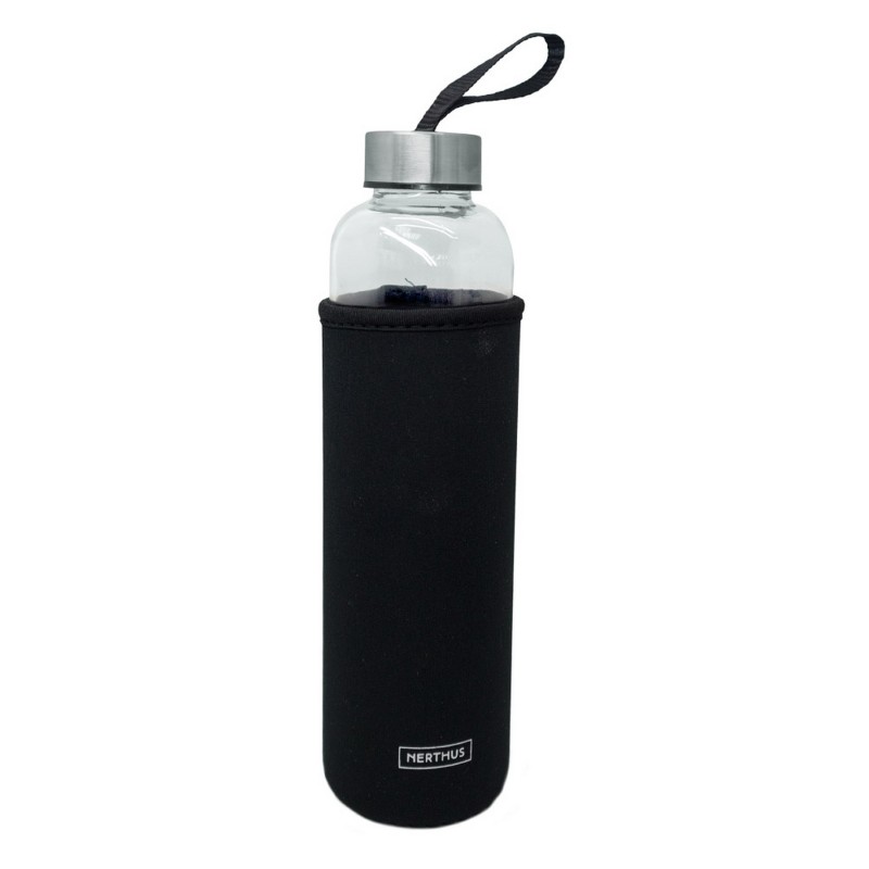 nerthus kitchenware Botella Cristal Funda Neopreno Negro 600 ml Limitado a 3 días