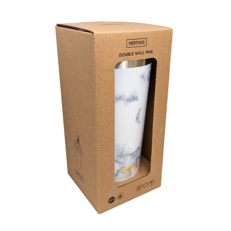 nerthus kitchenware Termo Café Doble Pared - Marmol Blanco Descuentos del mes