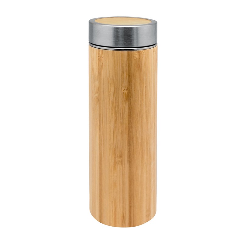 nerthus kitchenware Termo té DOBLE PARED acero 360 ml bambú