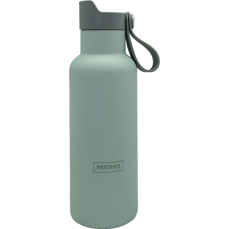 nerthus kitchenware Botella Doble Pared Sport Tapón Click 500 ml Kaki