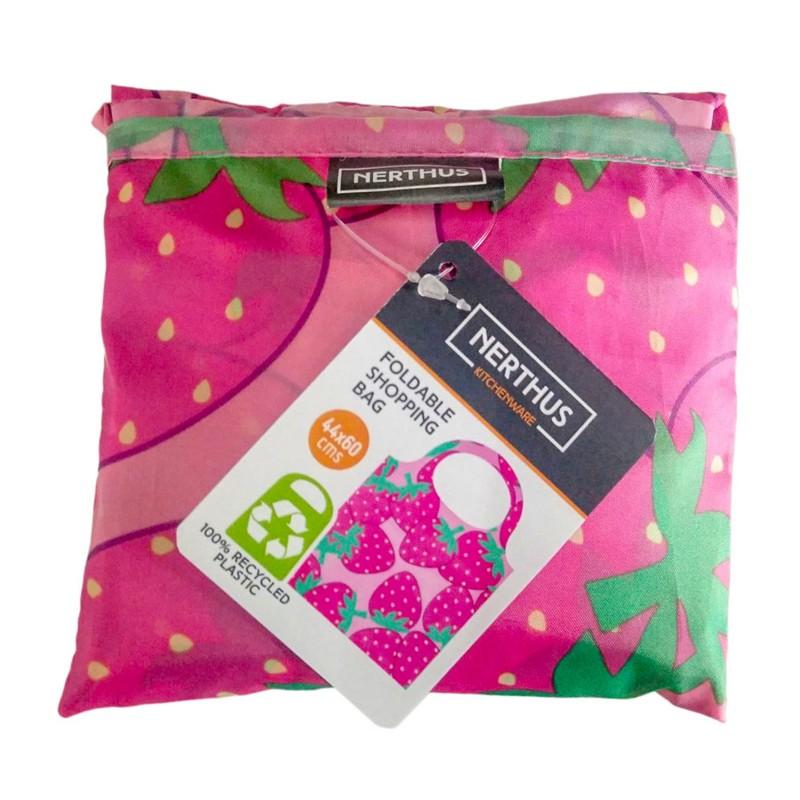 nerthus kitchenware Bolsa de la compra plegable. Plástico 100% reciclado Fresas