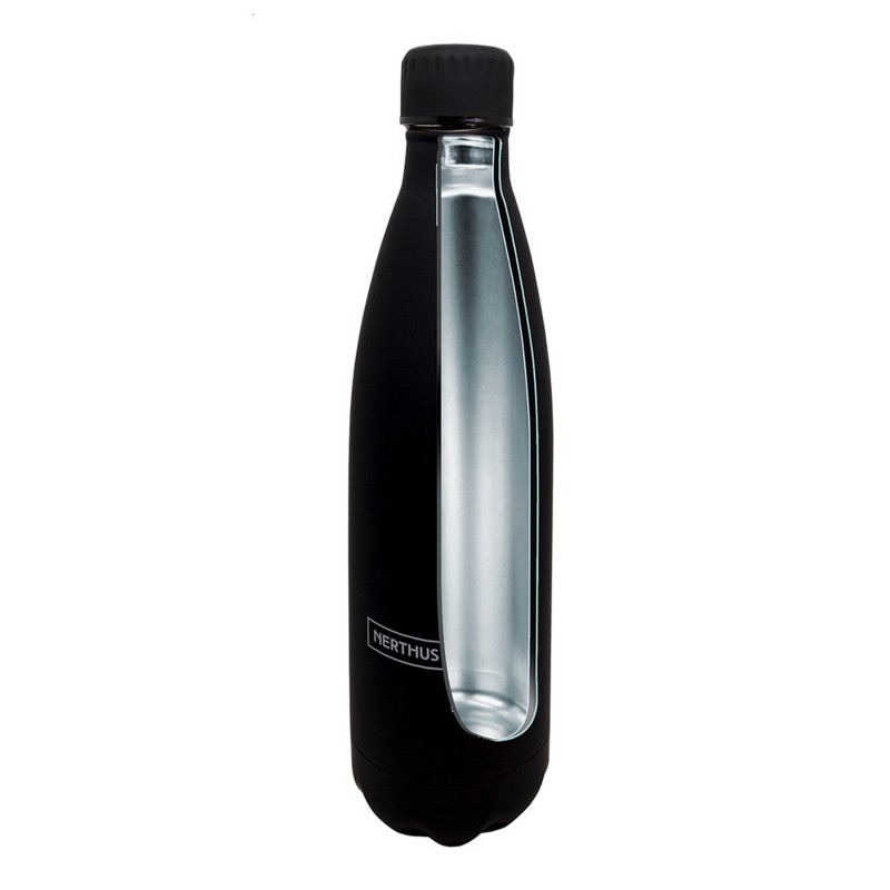 nerthus kitchenware Botellas de Doble Pared de Acero inoxidable - 750 ml Negro ÚLTIMAS EDICIONES
