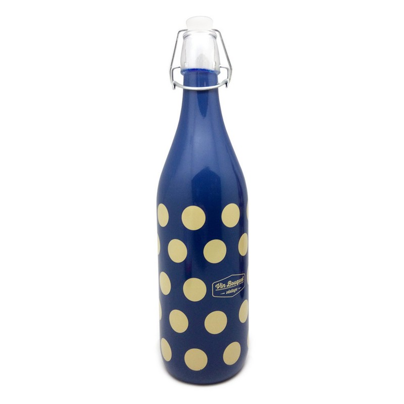 nerthus kitchenware Botella de cristal Vintage azúl Último día