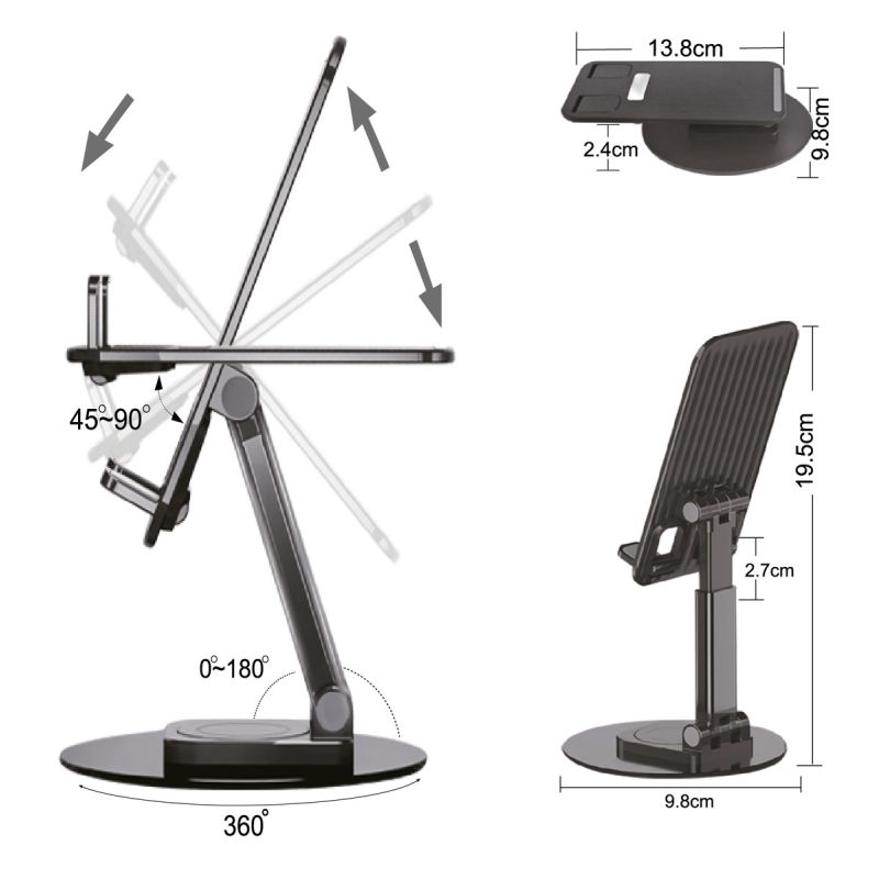 thulos Soporte giratorio para teléfonos móviles y tablets 4"-12.9" Últimos 2 días