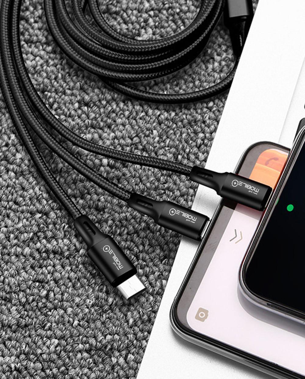 thulos Cable de Carga 3 en 1 USB-A a Lightning Micro USB y Tipo C. MOBILE+ MB-1045 Oferta especial de fábrica