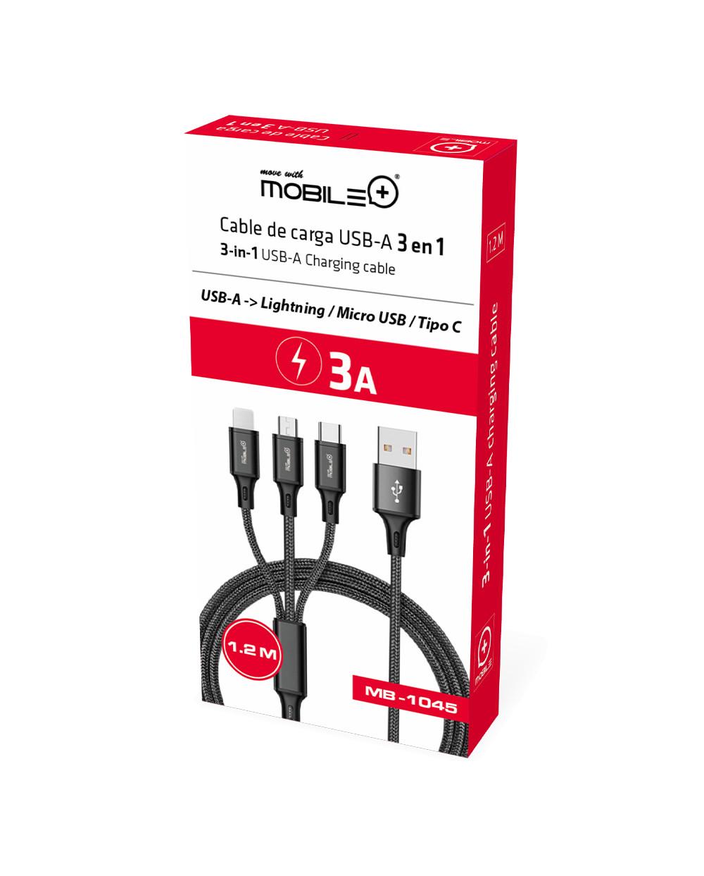 thulos Cable de Carga 3 en 1 USB-A a Lightning Micro USB y Tipo C. MOBILE+ MB-1045 Oferta especial de fábrica