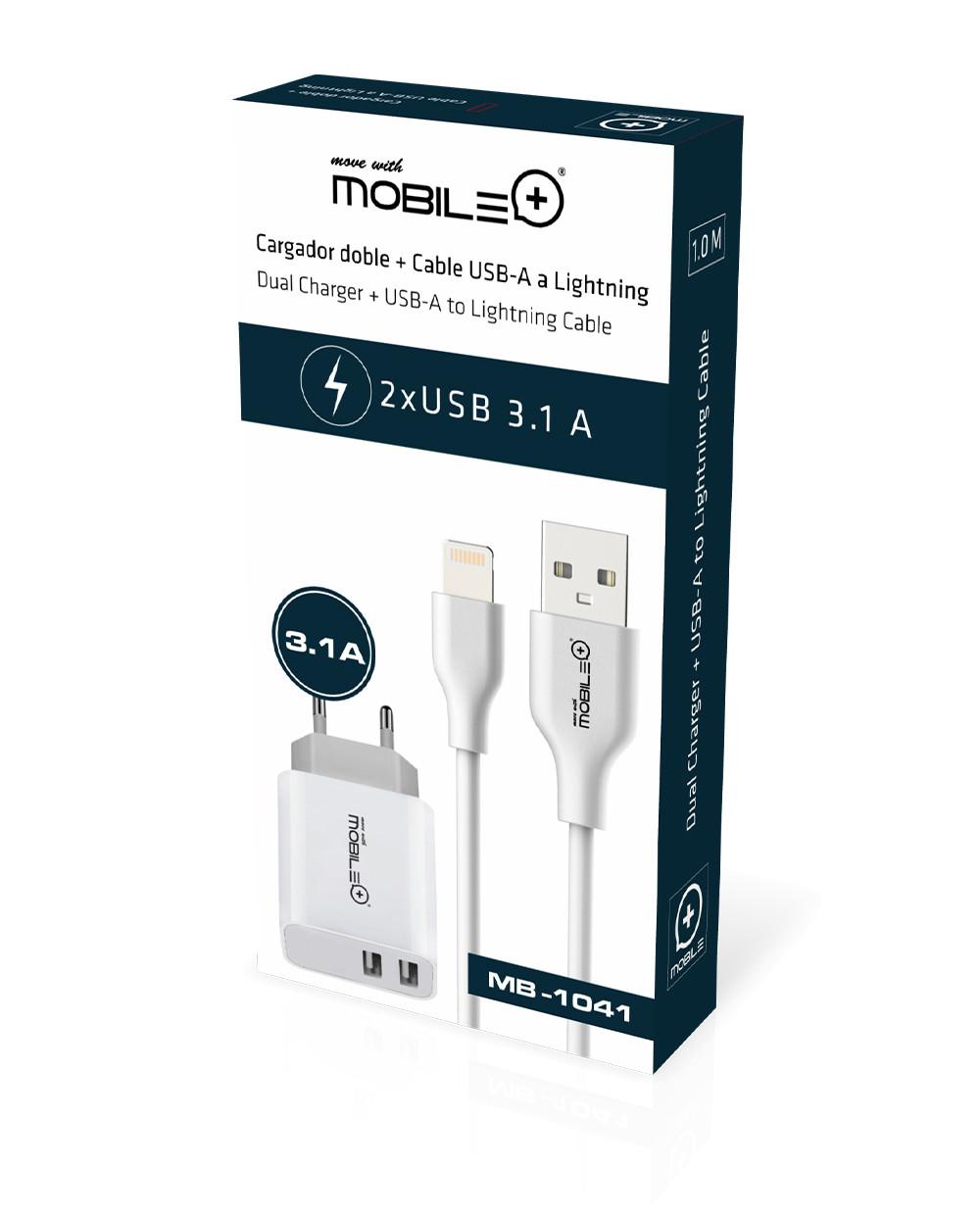 thulos Cargador Doble + Cable USB-A a Lightning. MOBILE+ MB-1041 Liquidación