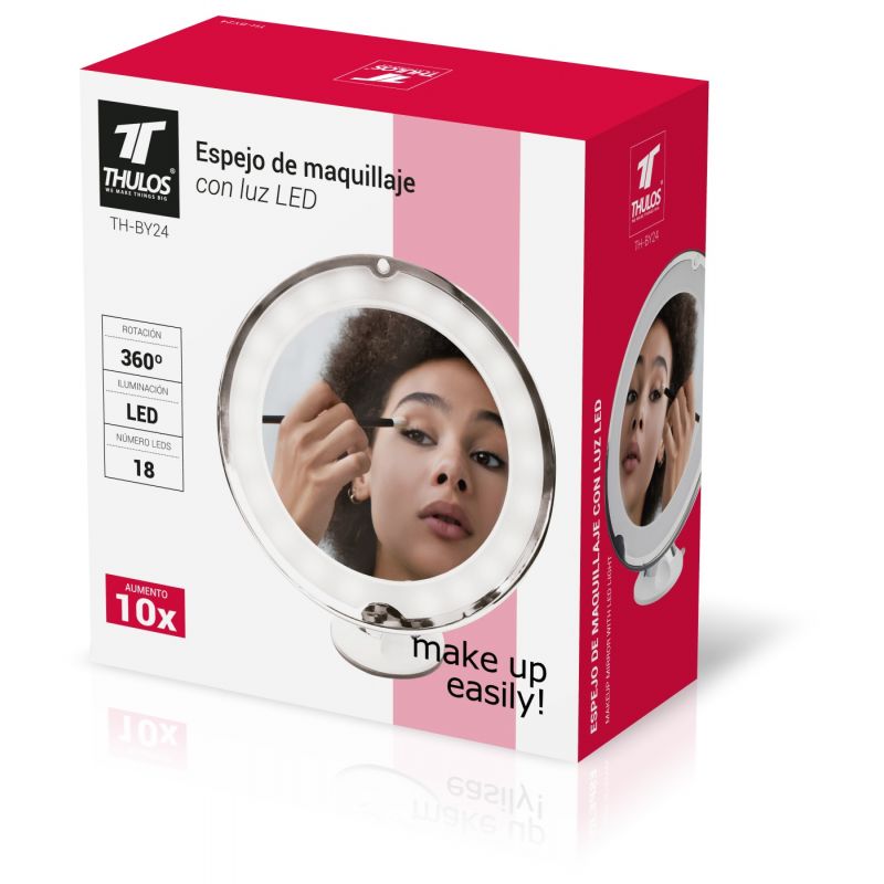 thulos Espejo de maquillaje con LUZ LED. Aumento x10. THULOS TH-BY24 Envío internacional gratuito