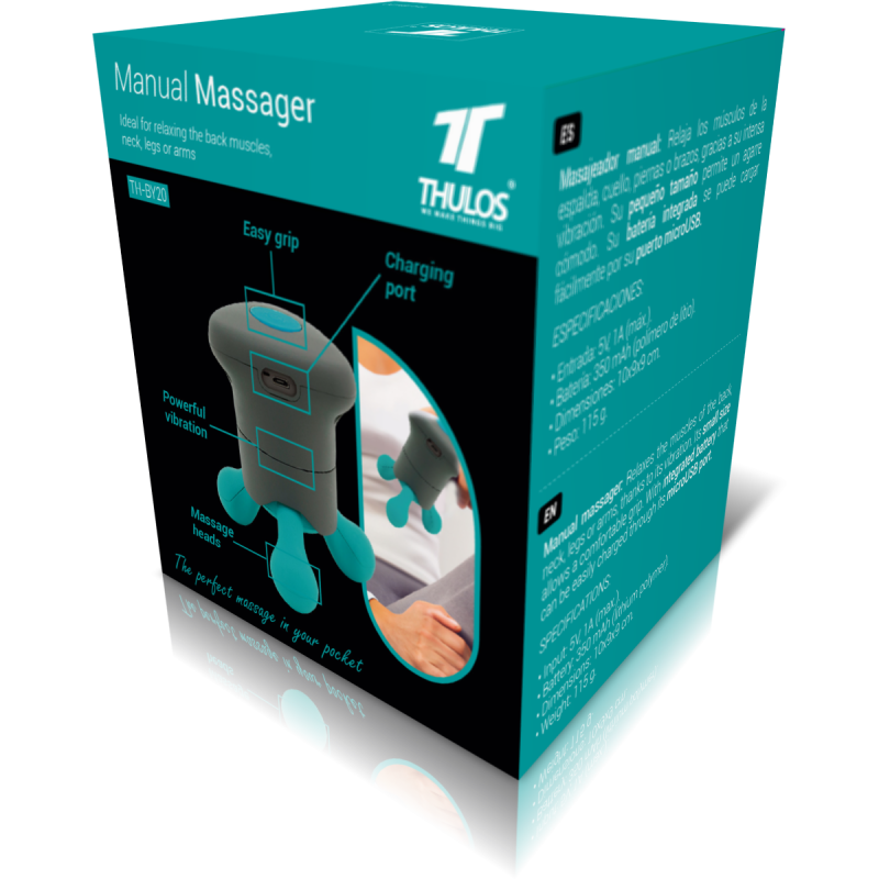 thulos Masajeador manual carga USB batería integrada de 350 mAh. THULOS TH-BY20 En oferta