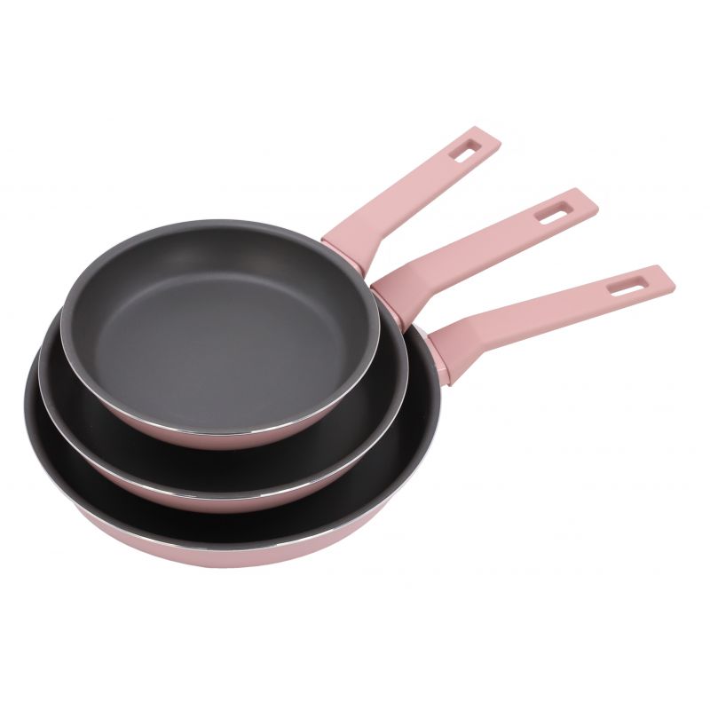 thulos Juego de 3 sartenes de aluminio tamaños: Ø20 Ø24 Ø28 cm. THULOS TH-FPS347 STRAWBERRY Libre de impuestos