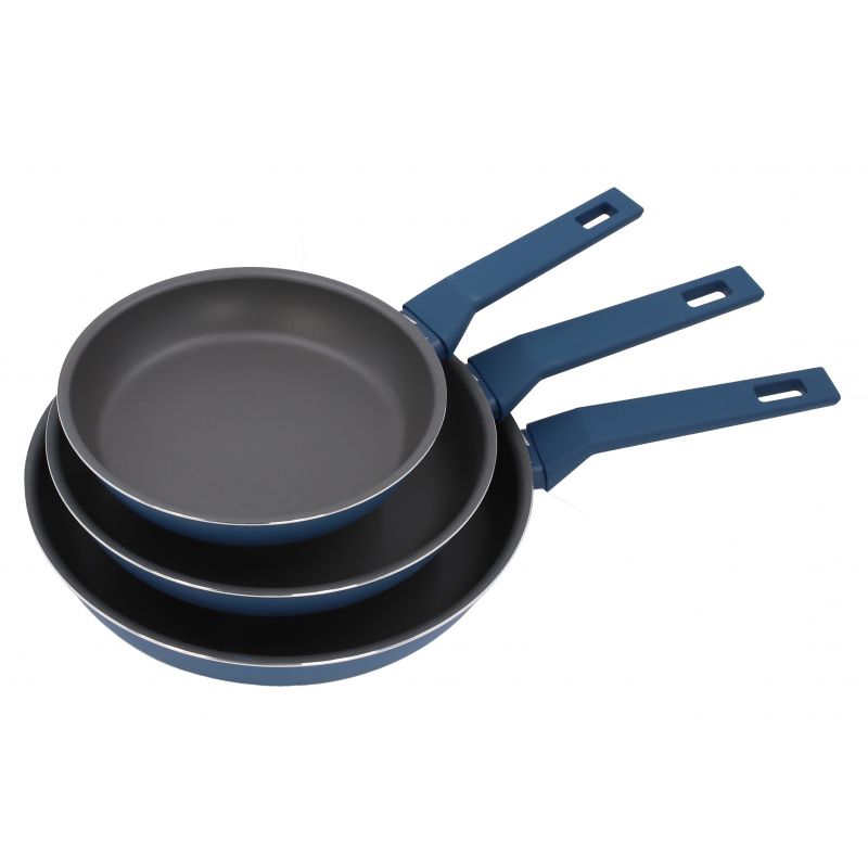 thulos Juego de 3 sartenes de aluminio tamaños: Ø20 Ø24 Ø28 cm. THULOS TH-FPS344 BLUEBBERRY Última moda
