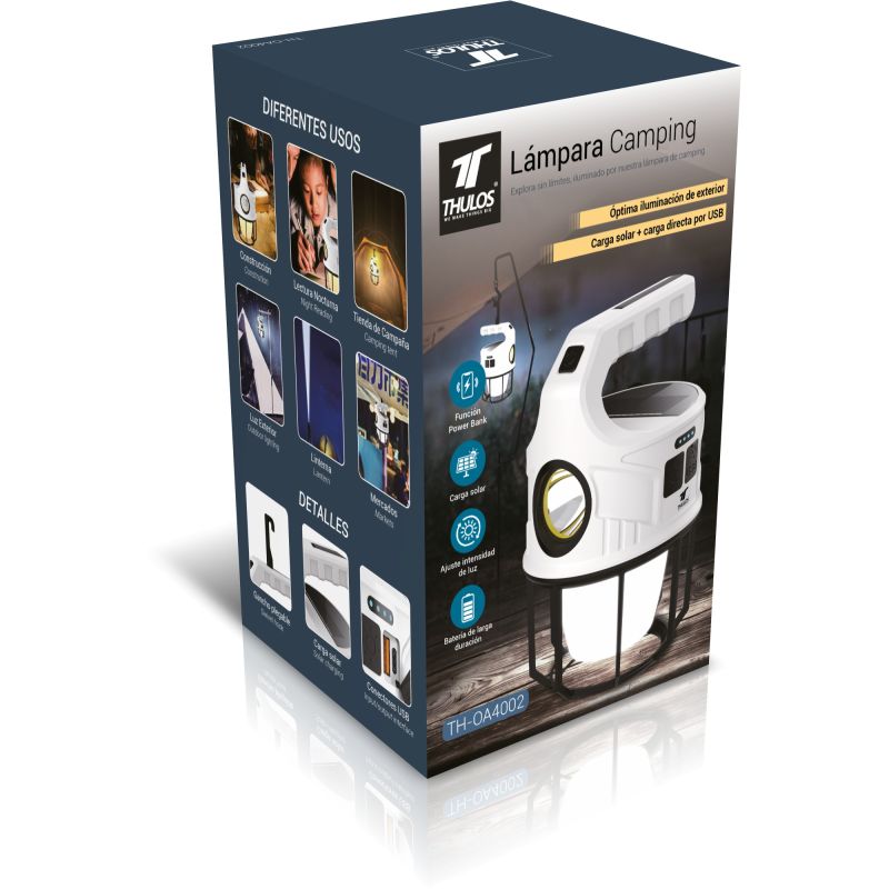 thulos Lámpara camping con función Power Bank con batería recargable de 2x1200mAh. THULOS TH-OA4002 En oferta