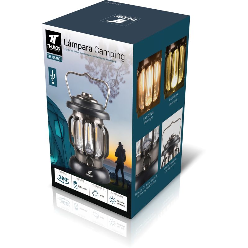 thulos Lámpara camping con batería recargable de 1200mAh. THULOS TH-OA4001 Gran oferta
