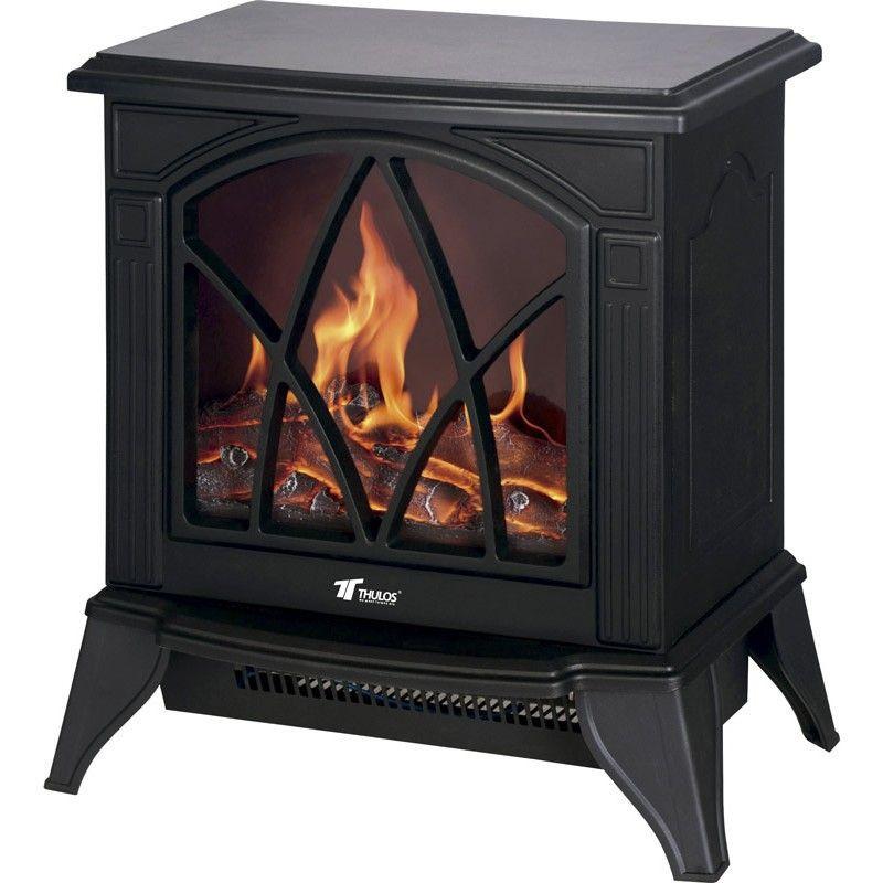 thulos Chimenea eléctrica con efecto llama y leña decorativa. THULOS TH-CY02