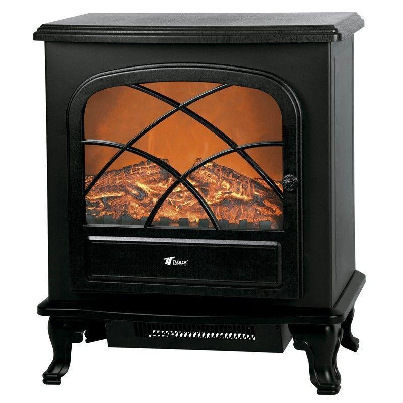 thulos Chimenea eléctrica con efecto llama y leña decorativa. THULOS TH-CY03