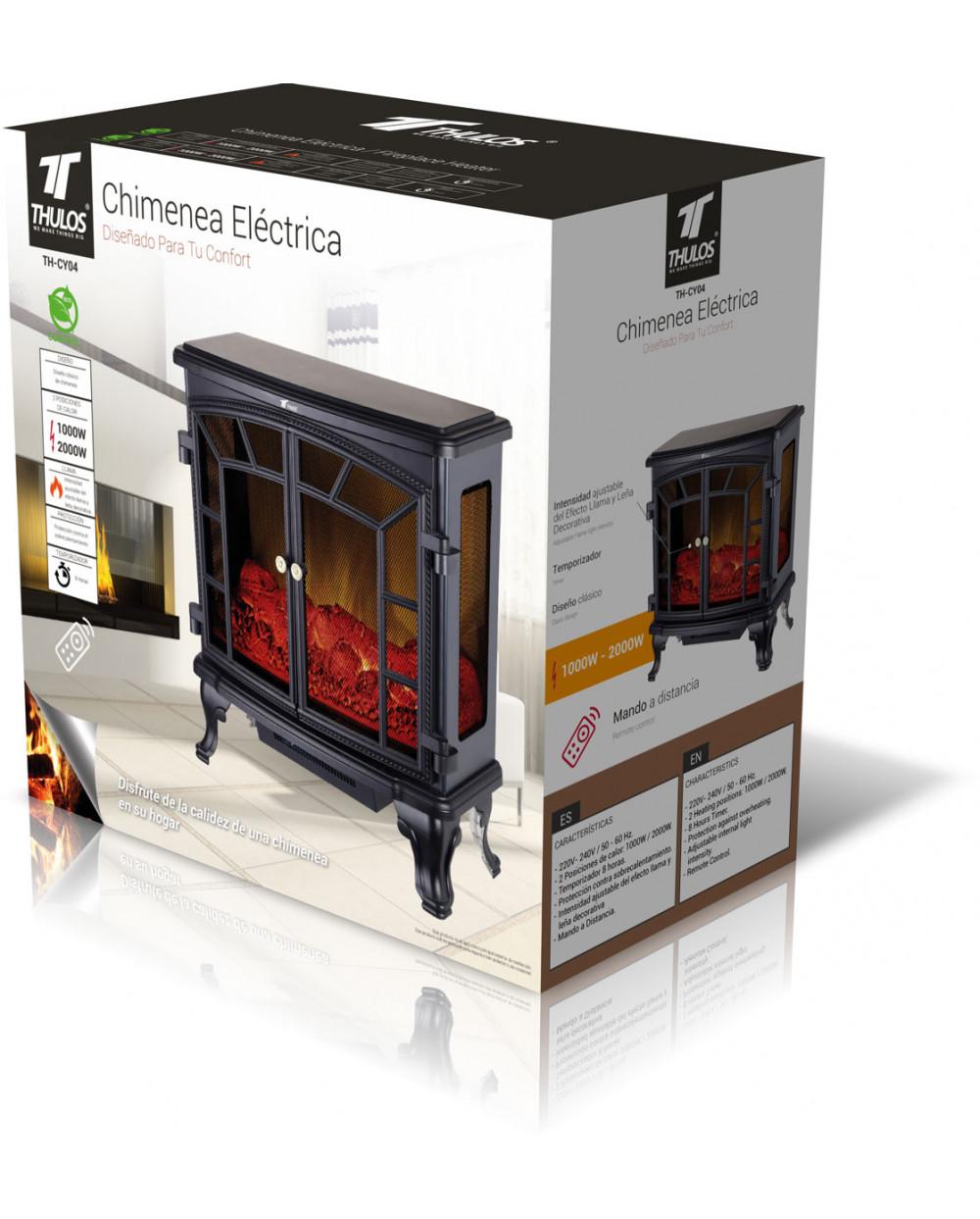 thulos Chimenea eléctrica con efecto llama y leña decorativa. THULOS TH-CY04 Descuentos del mes