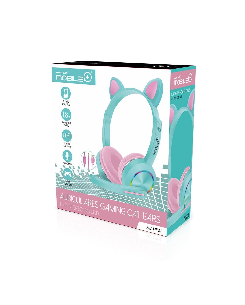 thulos Auriculares Gaming Cat Ears con Micrófono y Ajuste de volumen. MOBILE+ MB-HP31 Grandes ahorros