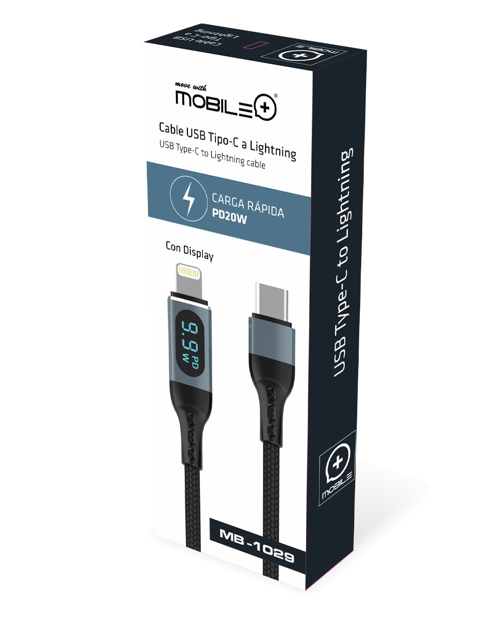 thulos Cable USB Tipo-C a Lightning con pantalla LED longitud cable: 1 m. Carga Rápida PD20W. MOBILE+ MB-1029 Solo queda un día